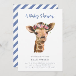 Convites Girafa com coroa floral