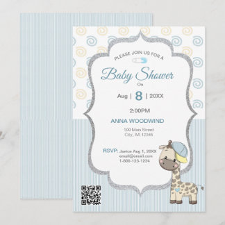 Convites Girafa de Bebê Cartoon Personalizada