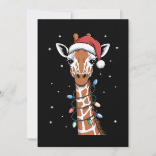 Convites Girafa de Natal Chapéu do Papai Noel Luzes de Nata