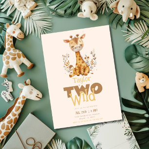 Convites Girafa Dois segundos aniversários Selvagens De Ani