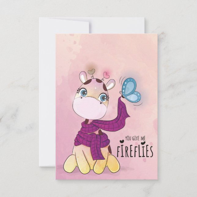 Convites Girafa Fofa Aquarela (Frente)