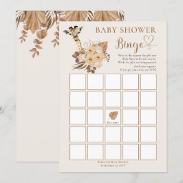 Convites Girafa Fofa Fofa Bingo Chá de fraldas de Graus Sec