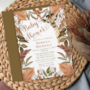 Convites Girafa Fofa Fofa Fita Boho Chá de fraldas De Graus