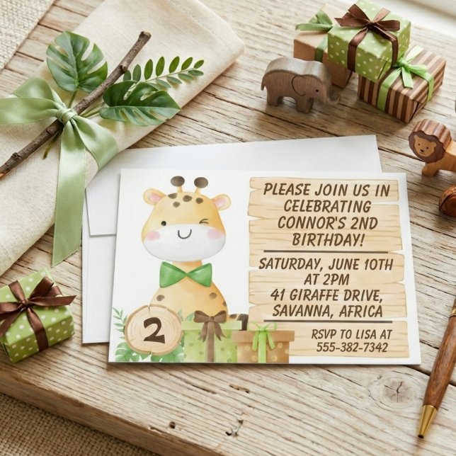 Convites Girafa Fofa para Aniversário de Criança (Criador carregado)