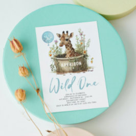 Convites Girafa Fofa Wild One Aniversário de 1 Ano Boho Ani