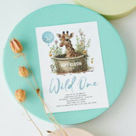 Convites Girafa Fofa Wild One Aniversário de 1 Ano Boho Ani