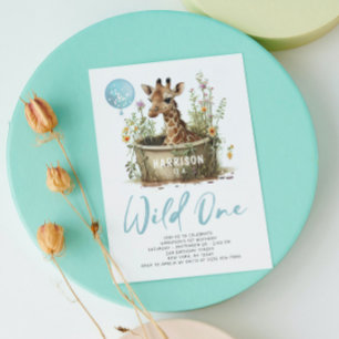 Convites Girafa Fofa Wild One Aniversário de 1 Ano Boho Ani
