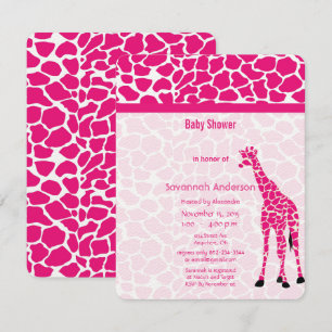 Convites Girafa Garota Menina PINK Chá de fraldas Moderno d