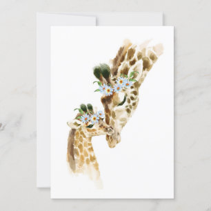 Convites Girafa Mamãe e Bebê Aquarela