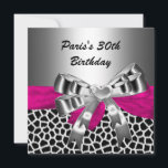 Convites Girafa Negra Rosa-Rosa-aniversário de 30 anos<br><div class="desc">Festa do aniversário de 30 anos Silver Pink Black Giraffe convida convites para todas as idades</div>