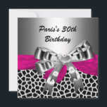 Convites Girafa Negra Rosa-Rosa-aniversário de 30 anos<br><div class="desc">Festa do aniversário de 30 anos Silver Pink Black Giraffe convida convites para todas as idades</div>