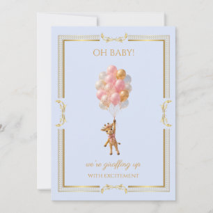 Convites Girafa personalizada balões rosa Baby Shower