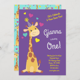 Convites Girafa, primeiro aniversario De Meninos Bonitos