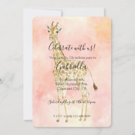 Convites Girafa Rosa Bege