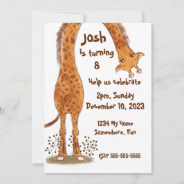 Convites Girafa, Zoo Animal Aniversário, Personalizável