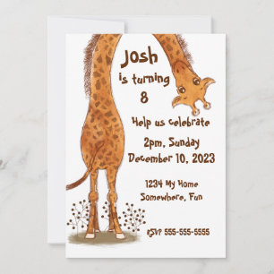 Convites Girafa, Zoo Animal Aniversário, Personalizável