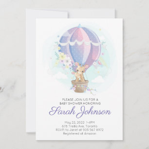 Convites Girafas bonitas em Chá de fraldas de balão de ar