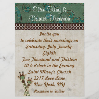Convites Girafas da cerceta & do cobre que Wedding o