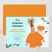 Giraffe Animal Orange Blue Kid Graduação
