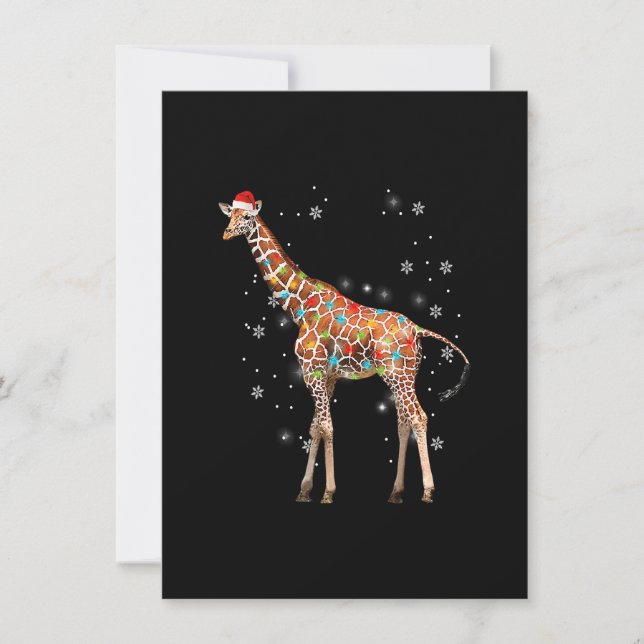 Convites Giraffe Árvore Fita Animais de Natal Lover Xmas Ho (Frente)