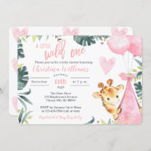 Giraffe Baby Shower Convida uma Menina