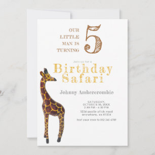 Convites Giraffe Birthday Safari para Menino