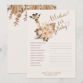 Convites Giraffe Boho Grass Chá de fraldas Deseja Bebê