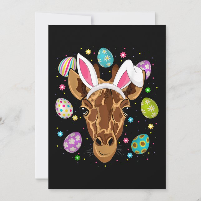 Convites Giraffe Bunny Easter Ovo Foge Engraçado Girafa (Frente)