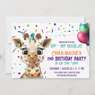 Convites Giraffe Confetti - Aniversário de criança