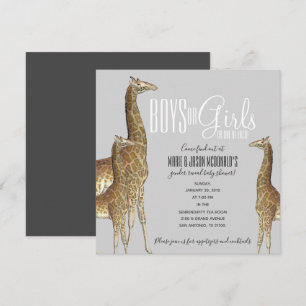 Convites giraffe safari GENDER REVEAL chá de fraldas gême