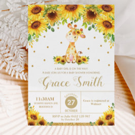 Convites Giraffe Sunflower Floral Chá de fraldas Girl