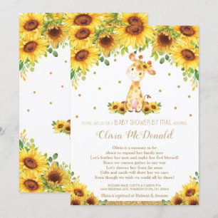 Convites Giraffe Sunflower Floral Chá de fraldas por Mail
