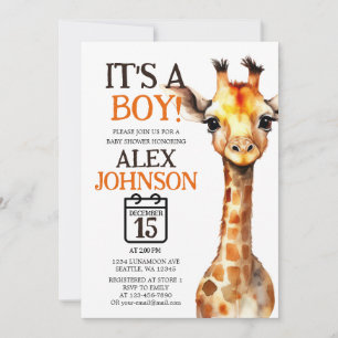 Convites Giraffe Themed Safari Chá de fraldas