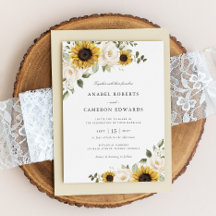 Girasóis Flores Brancas Verdura Casamento Elegante
