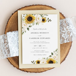 Convites Girasóis Flores Brancas Verdura Casamento Elegante