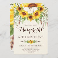 Girassóis 50ª Festa de aniversário Penas de Boho