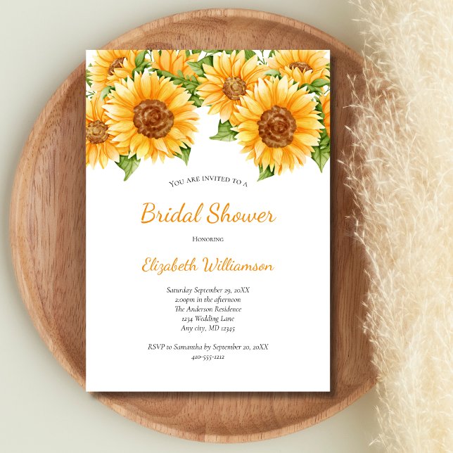 Convites Girassóis Amarelo Chá de panela Russo Floral (Sunflowers Yellow Floral Bridal Shower invitation. Digital Instant download or printed.)