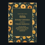 Convites Girassóis Amarelos Black 60th Birthday<br><div class="desc">Girassóis amarelos bonitos no 60º convite de aniversário preto para mulheres. Personalize acrescentando o nome da convidada de honra,  sua idade e suas informações de partido. Entre em contato conosco para obter ajuda com a personalização ou para solicitar produtos correspondentes.</div>
