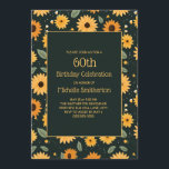 Convites Girassóis Amarelos Black 60th Birthday<br><div class="desc">Girassóis amarelos bonitos no 60º convite de aniversário preto para mulheres. Personalize acrescentando o nome da convidada de honra,  sua idade e suas informações de partido. Entre em contato conosco para obter ajuda com a personalização ou para solicitar produtos correspondentes.</div>