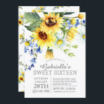 Convites Girassóis Amarelos e Cheios de flores Doce 16<br><div class="desc">16 anos,  16 anos,  16 anos,  convite com lindos girassóis amarelos e buquê floral margarida.  Na moda e doce convite de festas 16.</div>