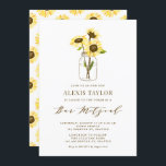 Convites Girassóis amarelos no Bar Mason Jar Mitzvah<br><div class="desc">Convide familiares e amigos para o seu evento com este convite personalizável de bar mitzvah. Apresenta girassóis amarelos num pote de mason. Personalize adicionando seus detalhes. Este convite para o bar de girassol mitzvah é perfeito para qualquer tema ou estação.</div>