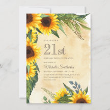 Girassóis Amarelos Rústicos Aniversário de 21 anos