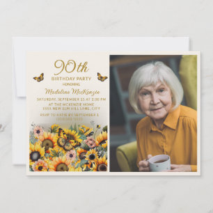 Convites Girassóis Borboletas 90 Festa de aniversário Foto