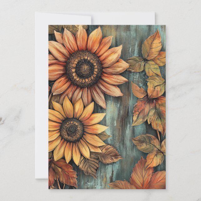 Convites Girassóis Caem Outono Deixa Mídia Mistura (Frente)