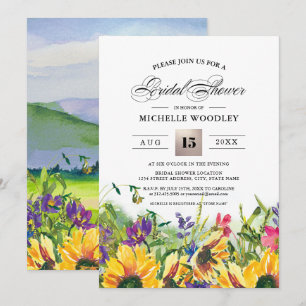 Convites  Girassóis  Chá de panela de Prados Selvagens de