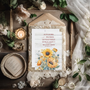 Convites Girassóis de Aquarela de Outono Casamento