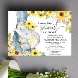 Convites Girassóis de chá de fraldas de elefante neutro do