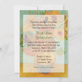 Convites girassóis de vintage festa de casamento cristã