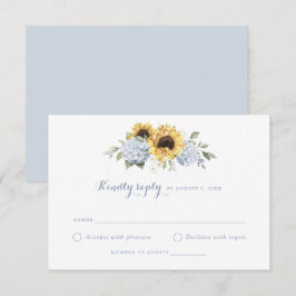 Convites Girassóis Dusty Blue Hydrangea Casamento RSVP