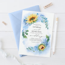 Girassóis e Dusty Blue Hydrangea Casamento Floral
